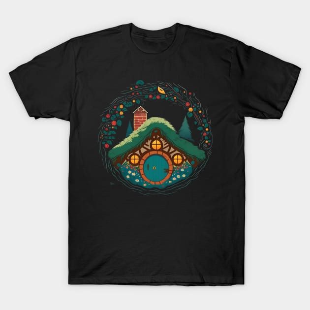 A Halfling Home by Christmas II - Round Doors - Fantasy T-Shirt by Fenay-Designs